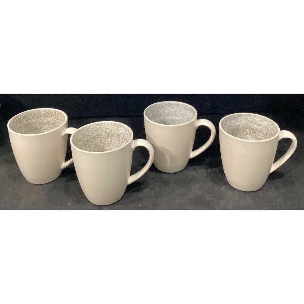 Sango Soho Cream 4839 Contemporary Swirl Speckled Set Of 4 Coffee Mugs Cups